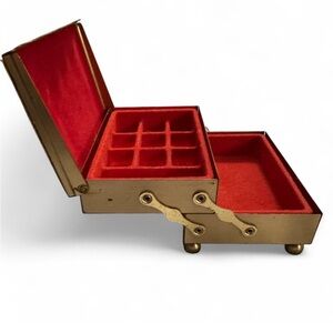 Vintage Limoges Limited Two Tiered Metal Trinket Jewelry Box. Used condition.